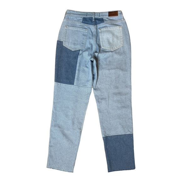 HOLLISTER ULTRA HIGH RISE STRETCH REDONE PATCHWORK RAW HEMLINE MOM JEANS - Picture 7 of 11